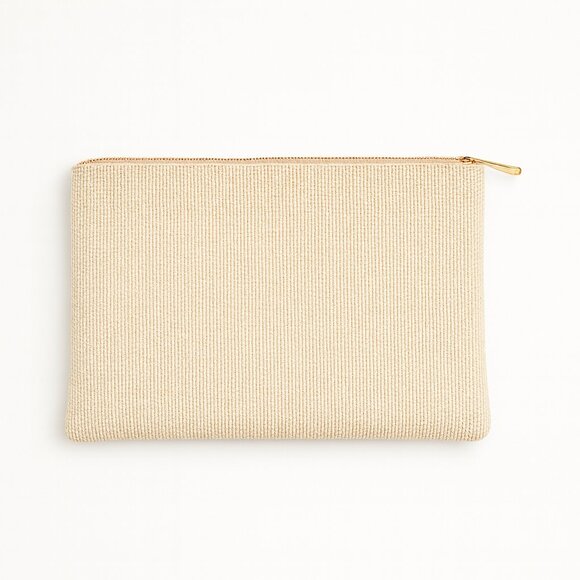 Chanel 31 Rue Cambon Canvas Pouch — Beige / Gold Logo - Picture 4 of 7